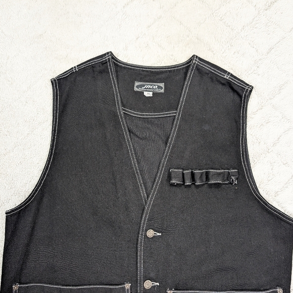 Vintage JNCO Vest Jacket Mens M Black Denim Streetwear Skater Baggy 90s Utility - Picture 2 of 9